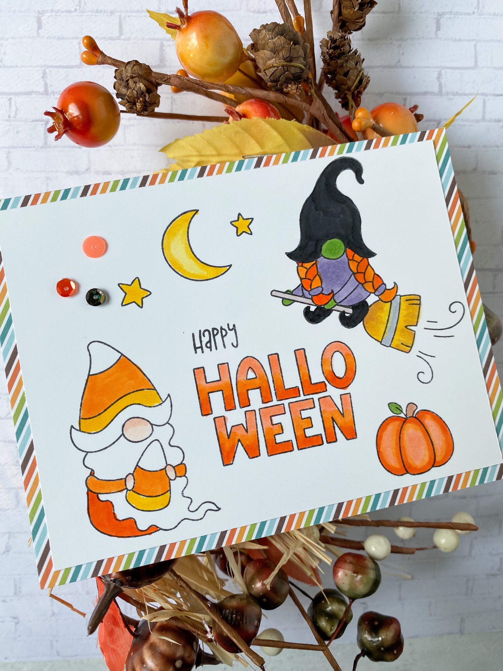 Candy Corn and Witch Gnome Halloween Card – Gnome Decor